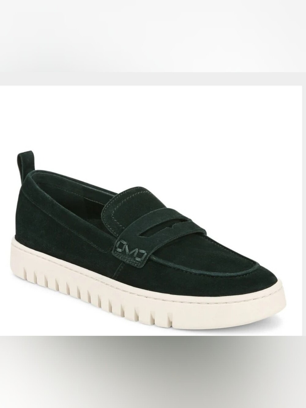 VIONIC Uptown Dark Green Suede Slip-On Loafers White Sole NEW
